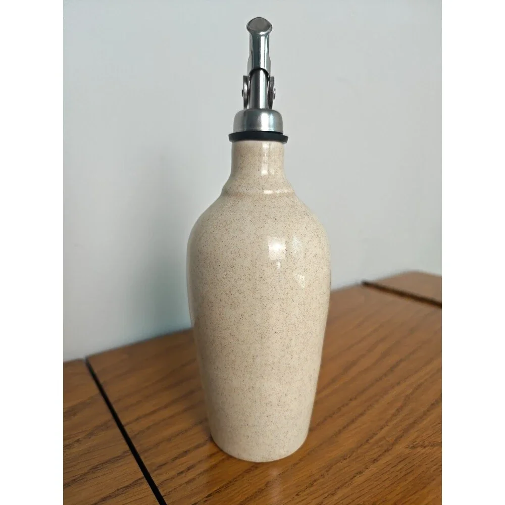 Hatfield Pottery Oil Vinegar Cruet Vanilla Bean Handmade In North Carolina Usa